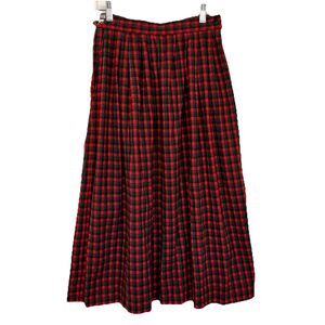 Cambridge Dry Goods Red Green Plaid Cotton Flannel Pleated Skirt Sz 10 Hong Kong